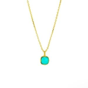 SALE 🔥Natural Doublet Turquoise Gold Necklace Natural Gemstone Birthstone